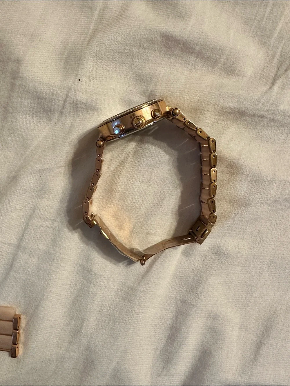 Michael Kors Rose Gold and Cream Tone Crystal-Accented Bracelet Watch